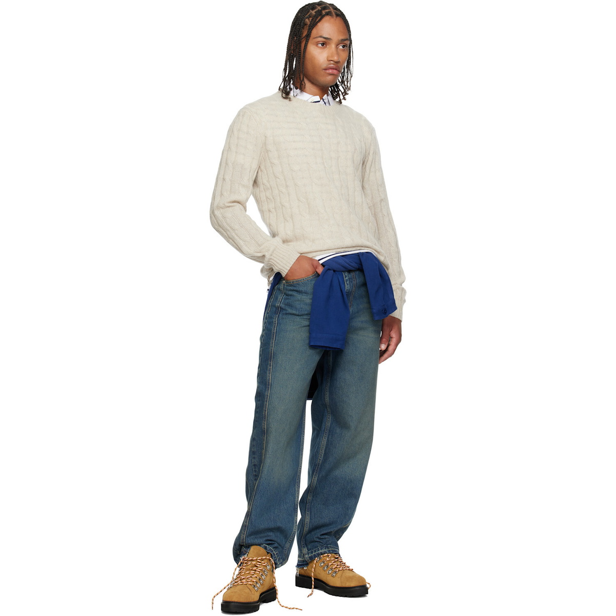 Polo Ralph Lauren Beige 'The Iconic Cable-Knit' Cashmere Sweater