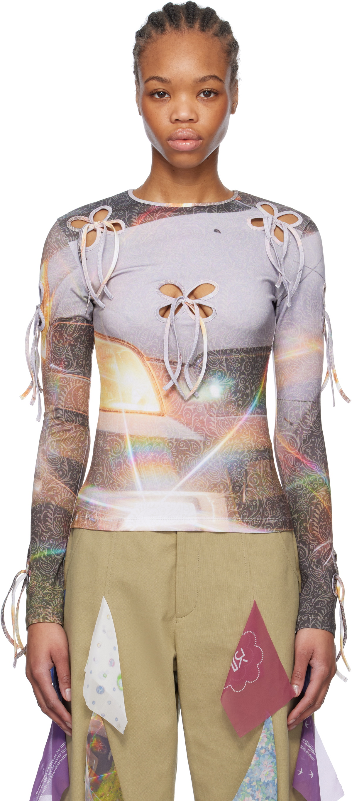 J.Kim Multicolor Flashing Light Petal Long Sleeve T-shirt