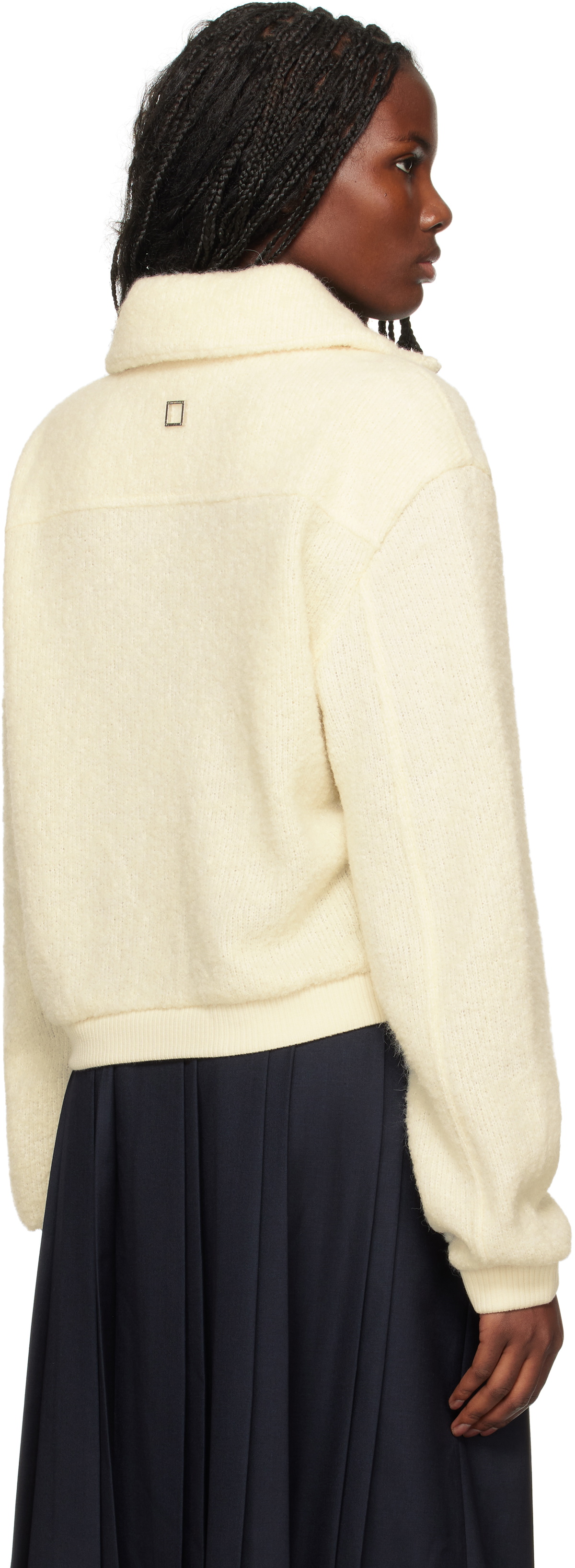 WOOYOUNGMI Off-White Knit Half Zip-Up Sweatshirt