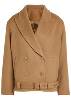 Isabel Marant Warna Belted Wool and Cashmere-blend Jacket Camel