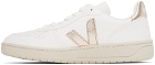 VEJA White & Gold V-10 ChromeFree Leather Sneakers