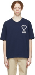 AMI Alexandre Mattiussi SSENSE Exclusive Navy Ami de Cœur T-Shirt