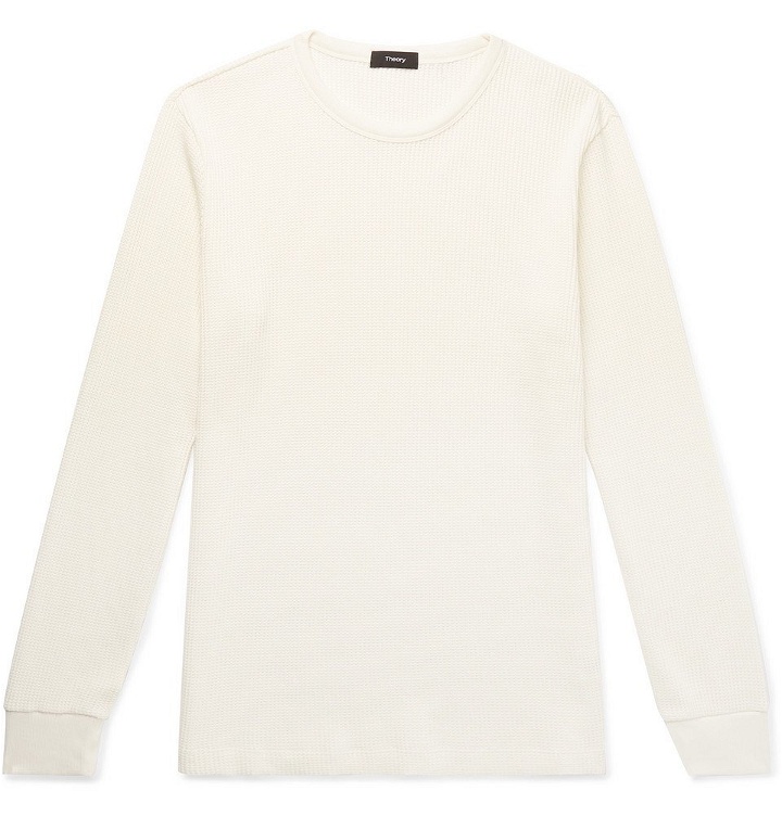 Photo: Theory - Waffle-Knit Pima Cotton Sweatshirt - White