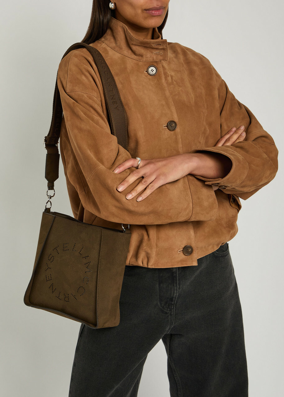 Stella Mccartney Logo Square Grained Faux Leather Cross-body bag - Moca - One Size