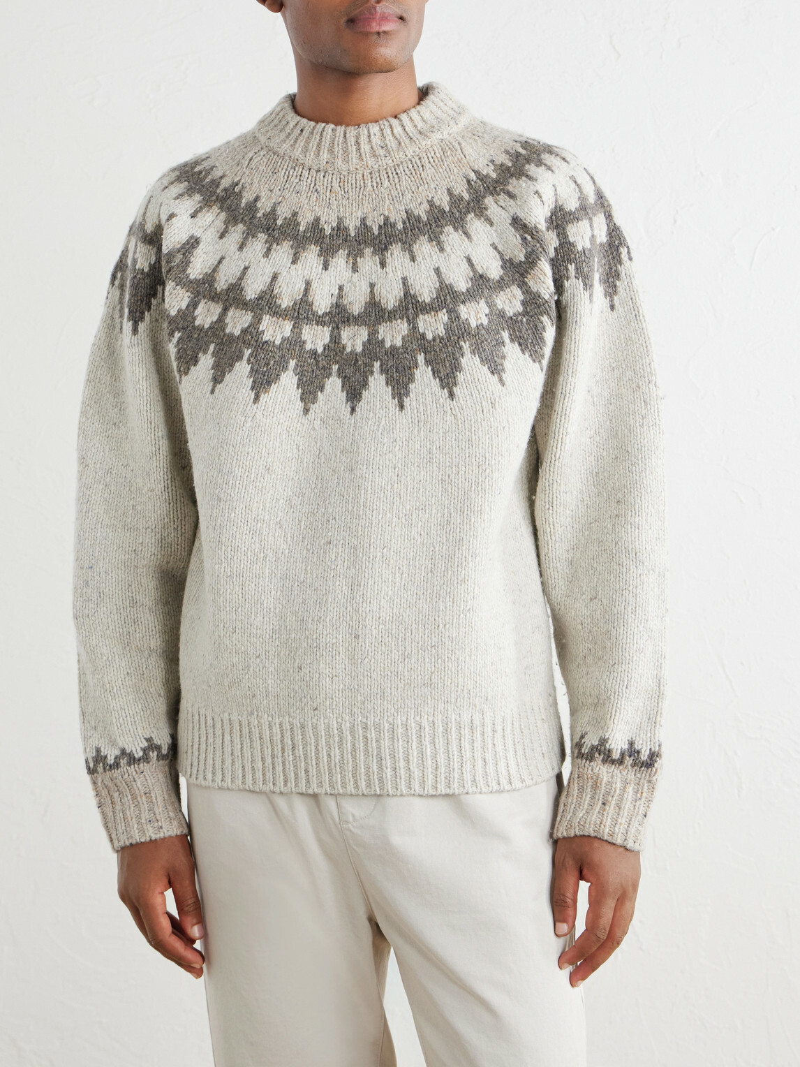 Hartford - Donegal Jacquard Wool-Blend Sweater - Neutrals