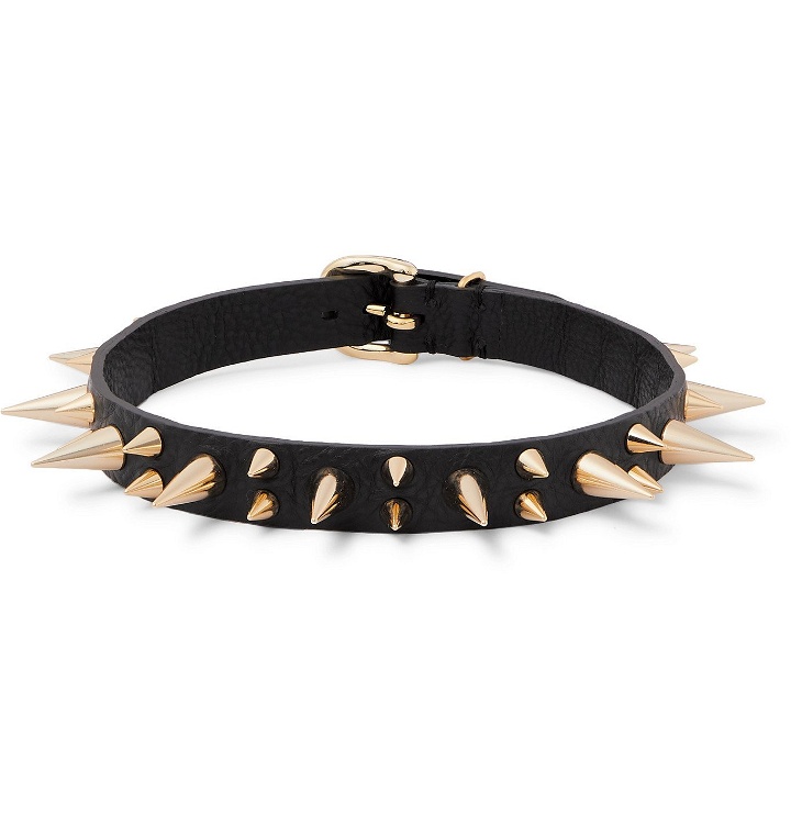 Photo: UNDERCOVER - Spiked Textured-Leather and Gold-Tone Choker - Black