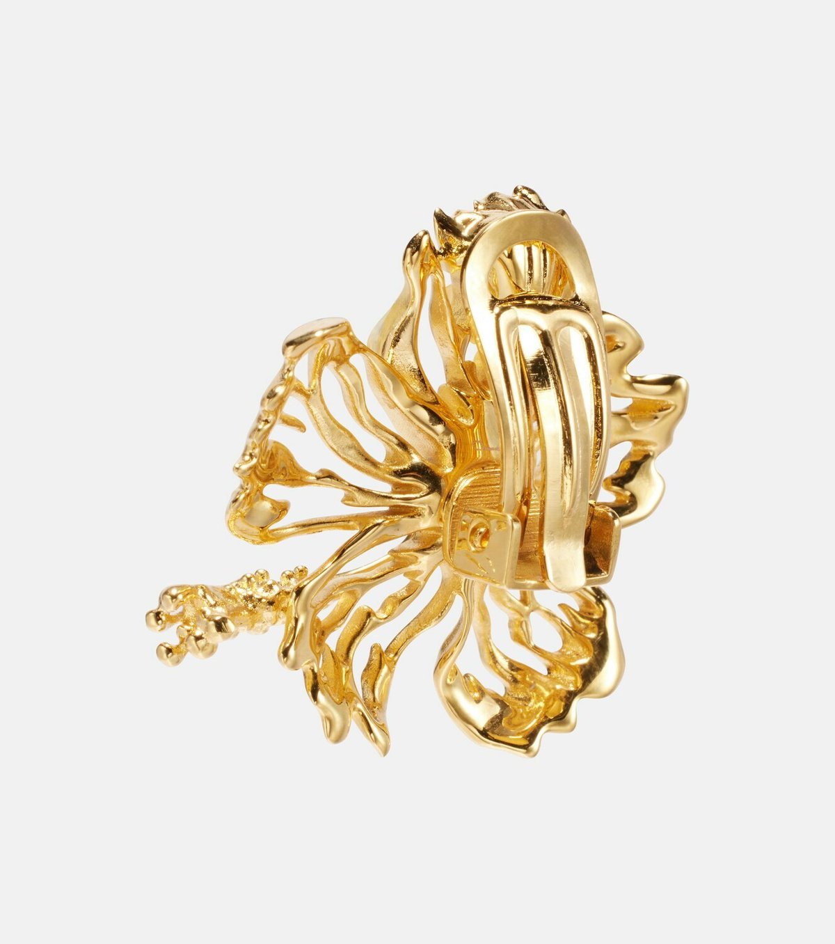 Oscar de la Renta Hibiscus clip-on earrings
