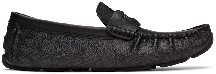 Photo: Coach 1941 Black & Grey Leather Coin Driver Loafers