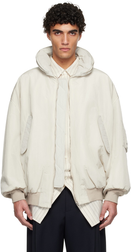 Photo: Hed Mayner Off-White Crinkled Bomber Jacket