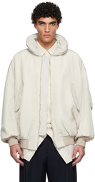 Hed Mayner Off-White Crinkled Bomber Jacket
