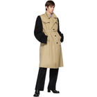 Maison Margiela Beige and Black Cotton Twill Trench Coat