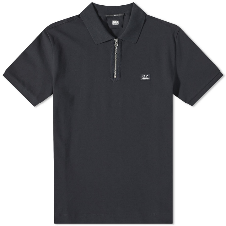 Photo: C.P. Company Men's Zipped Polo Shirt in Total Eclipse