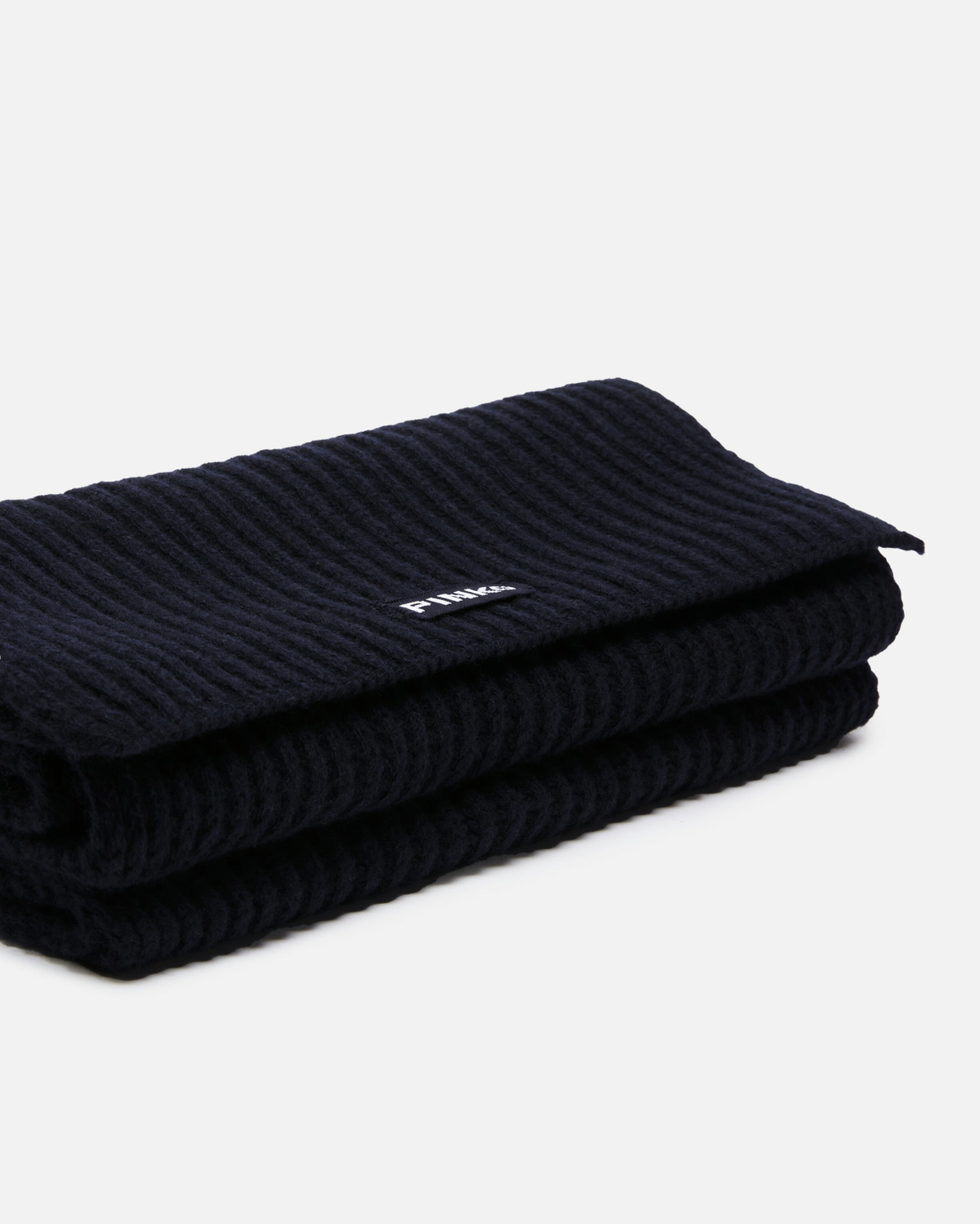 Pinko Ribbed Wool And Cashmere Scarf Dark Navy Blue