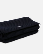 Pinko Ribbed Wool And Cashmere Scarf Dark Navy Blue