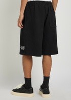 Kidwest Script Logo-print Cotton Shorts Black