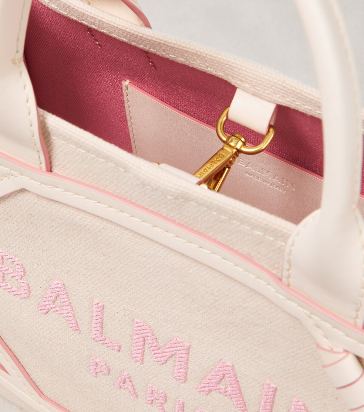 ★Balmain★ カーキ＆ブラック スモール B-Army トートバッグ B-Army small tote bag in canvas and leather - Women | BALMAIN