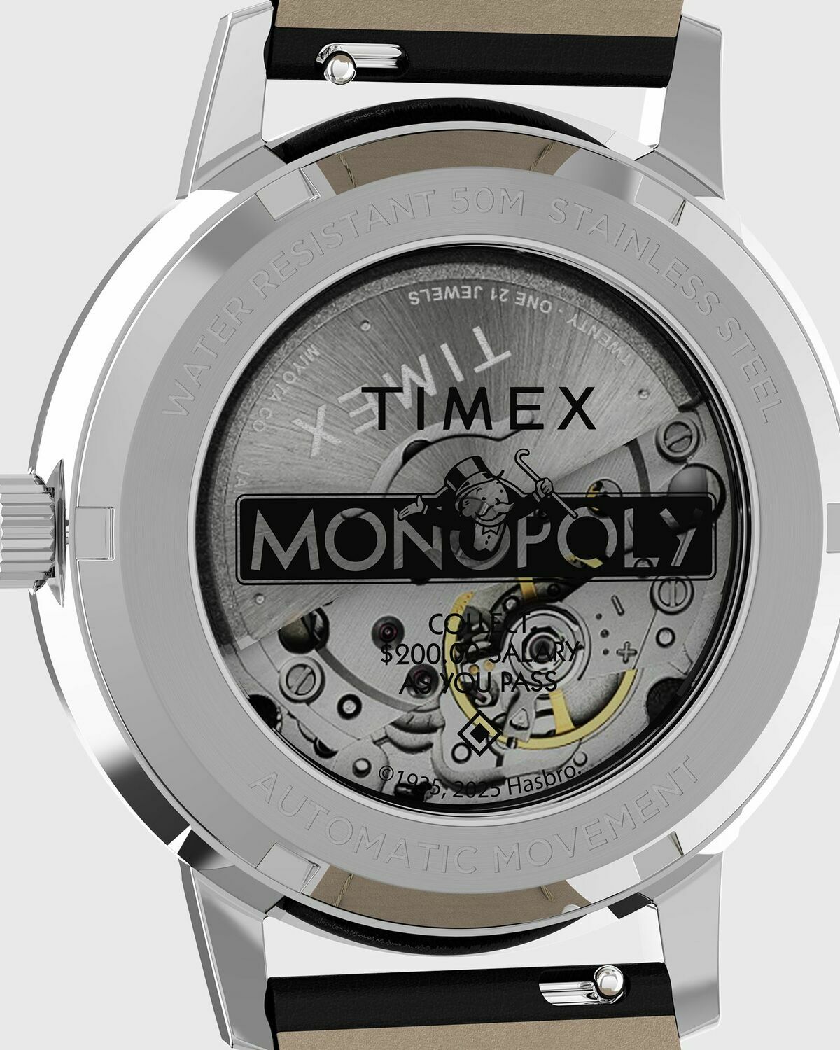 Timex X Monopoly Marlin 38Mm Sst Case Silver Dial Black Strap silver Mens Watch