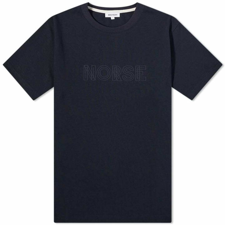 Photo: Norse Projects Men's Johannes Norse Logo T-Shirt in Dark Navy