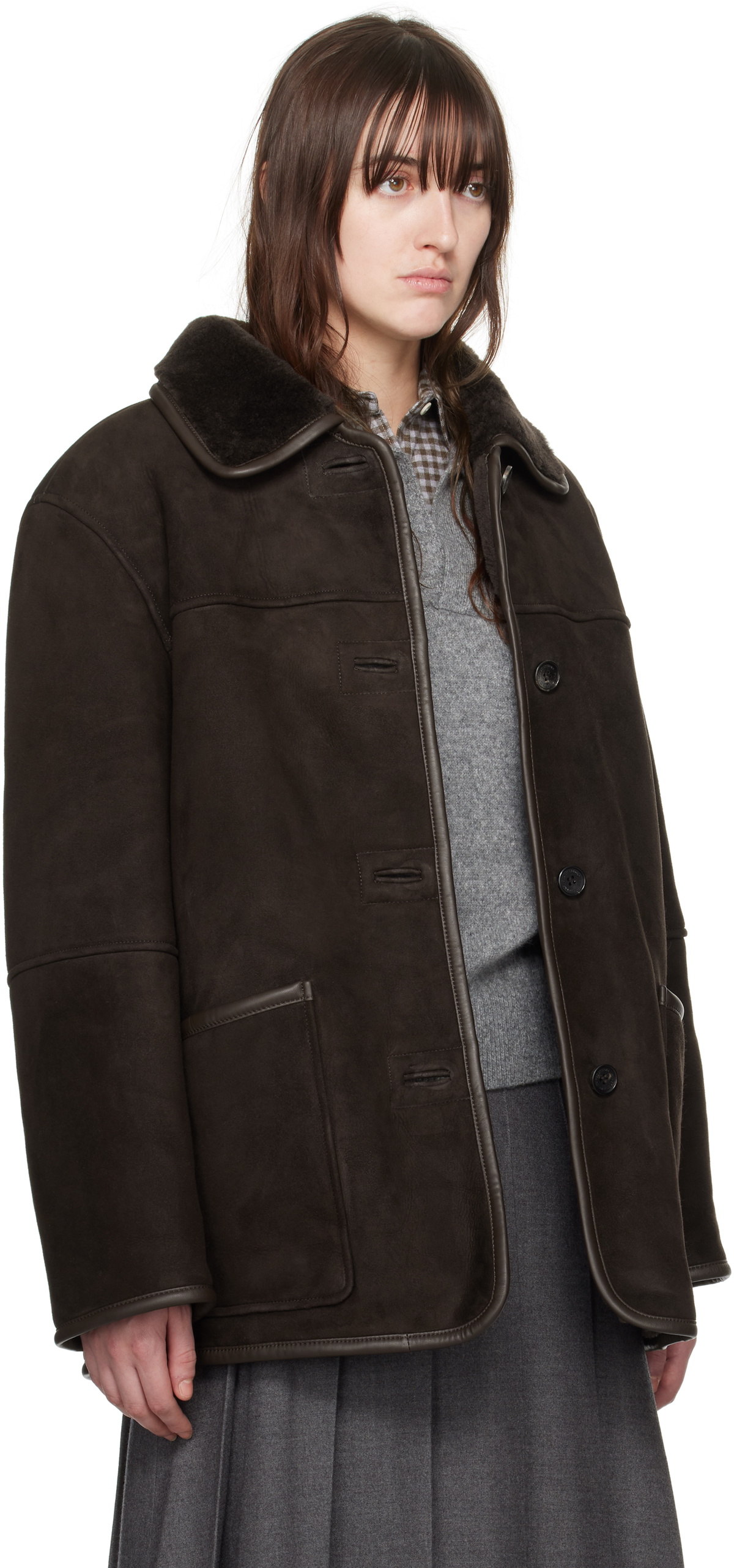 Dunst Brown Reversible Genuine Shearling Jacket