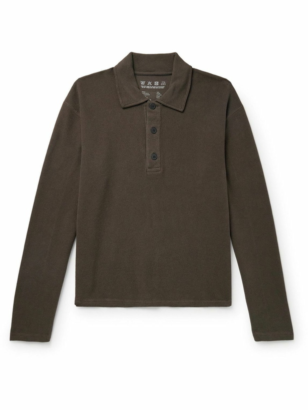 Photo: mfpen - Waffle-Knit Organic Cotton Polo Shirt - Brown
