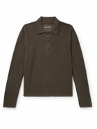 mfpen - Waffle-Knit Organic Cotton Polo Shirt - Brown