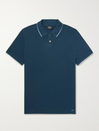 A.P.C. - Max Slim-Fit Contrast-Tipped Cotton-Piqué Polo Shirt - Blue