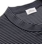 Brioni - Slim-Fit Striped Cotton and Silk-Blend Sweater - Men - Navy