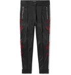 AMIRI - Slim-Fit Tapered Embroidered Webbing-Trimmed Tech-Jersey Track Pants - Black