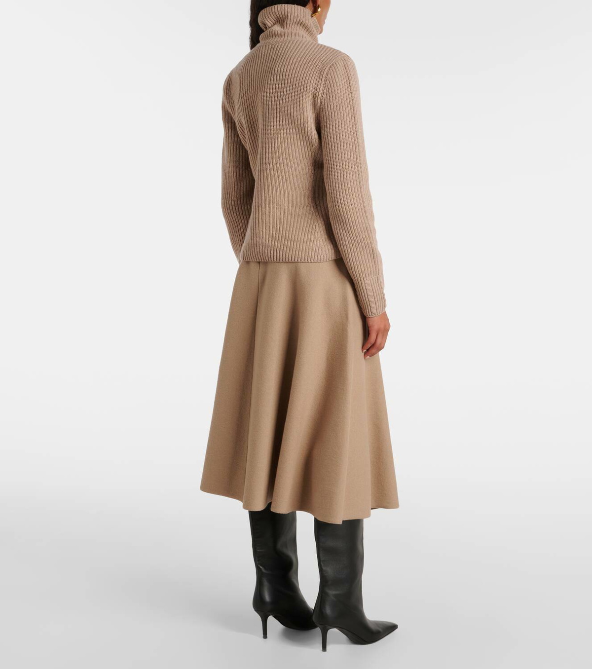 Moncler Down-paneled knitted wool jacket