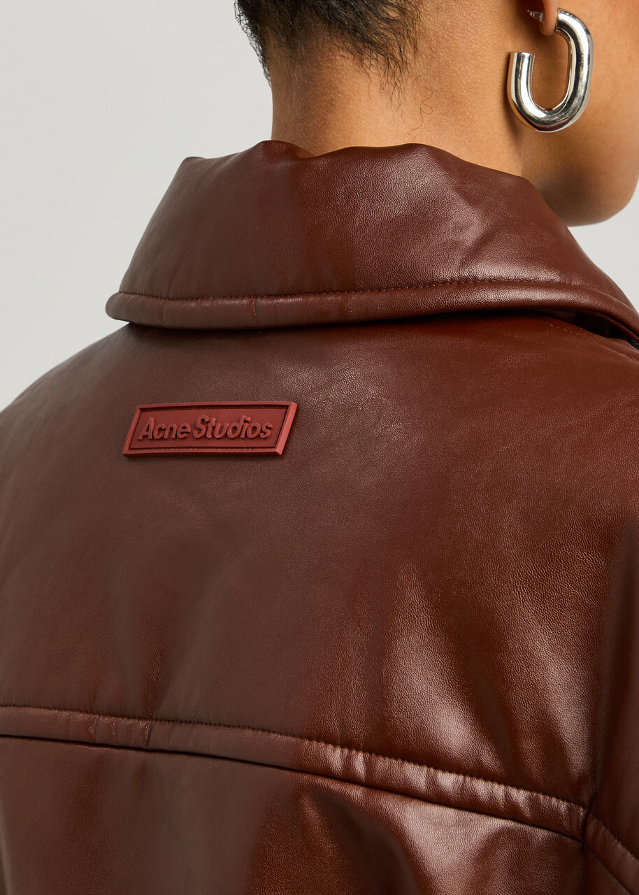 Acne Studios Padded Faux Leather Bomber Jacket Burgundy Acne