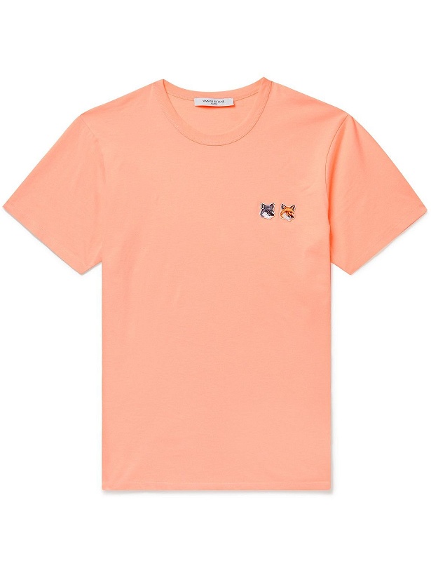 Photo: Maison Kitsuné - Logo-Appliquéd Cotton-Jersey T-Shirt - Orange