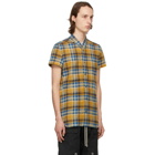 Rick Owens Yellow and Blue Plaid Golf Short Sleeve Shirt