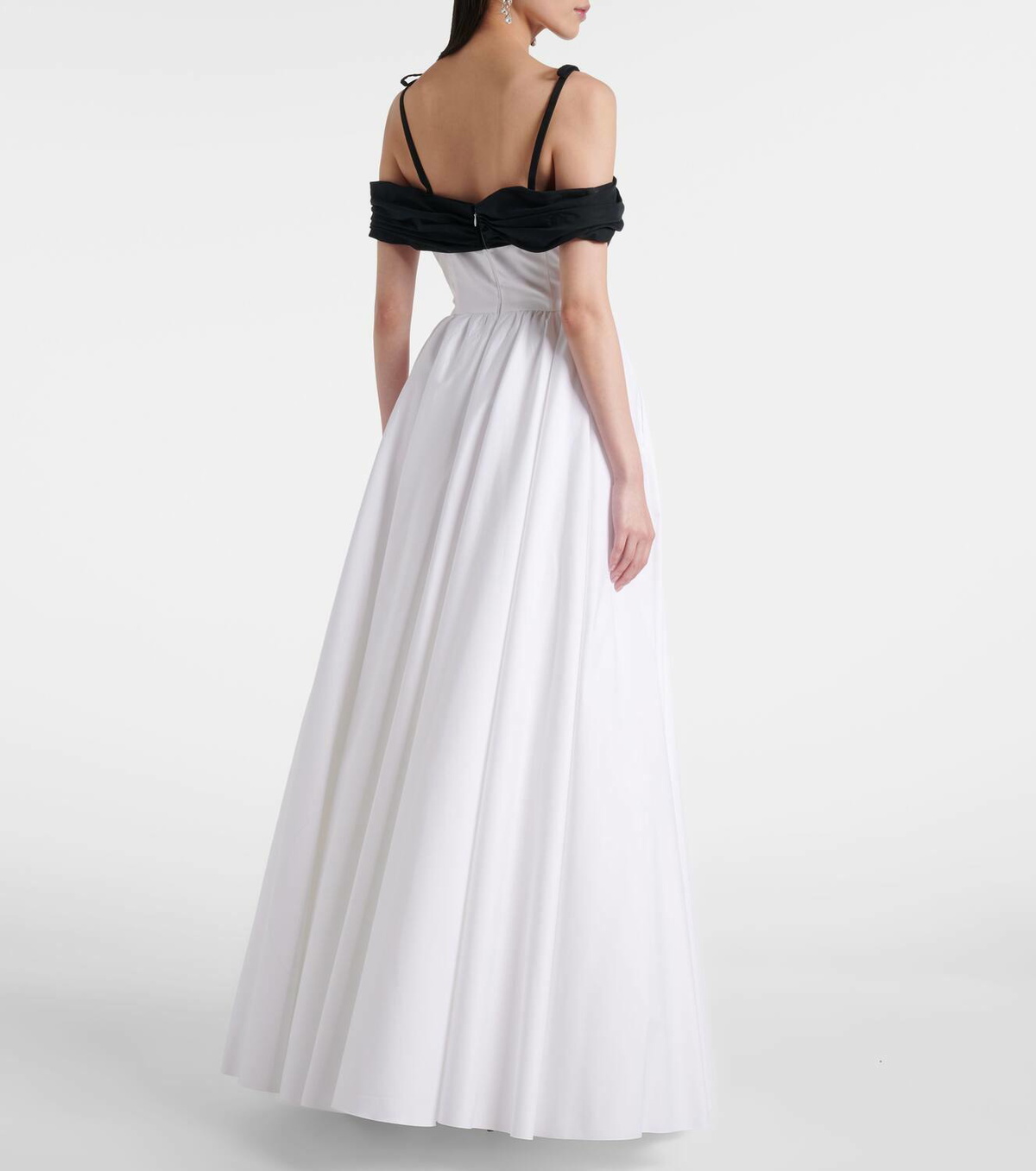 Giambattista Valli Cutout ruched off-shoulder cotton gown