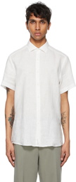 Ermenegildo Zegna White Pure Linen Short Sleeve Shirt