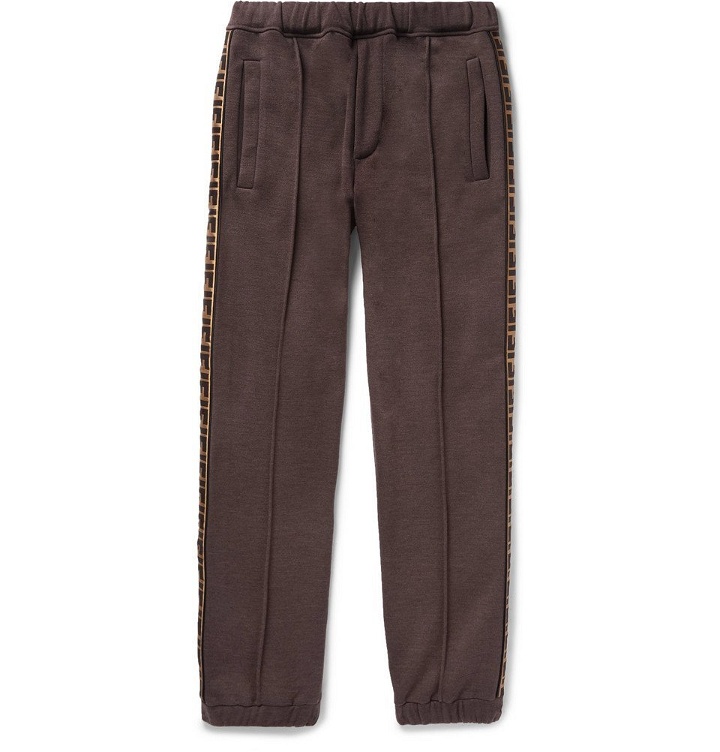 Photo: Fendi - Logo-Trimmed Cotton, Wool, Silk and Cashmere-Blend Sweatpants - Men - Brown