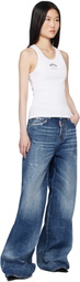 Moschino Jeans White Stretch Cotton Tank Top