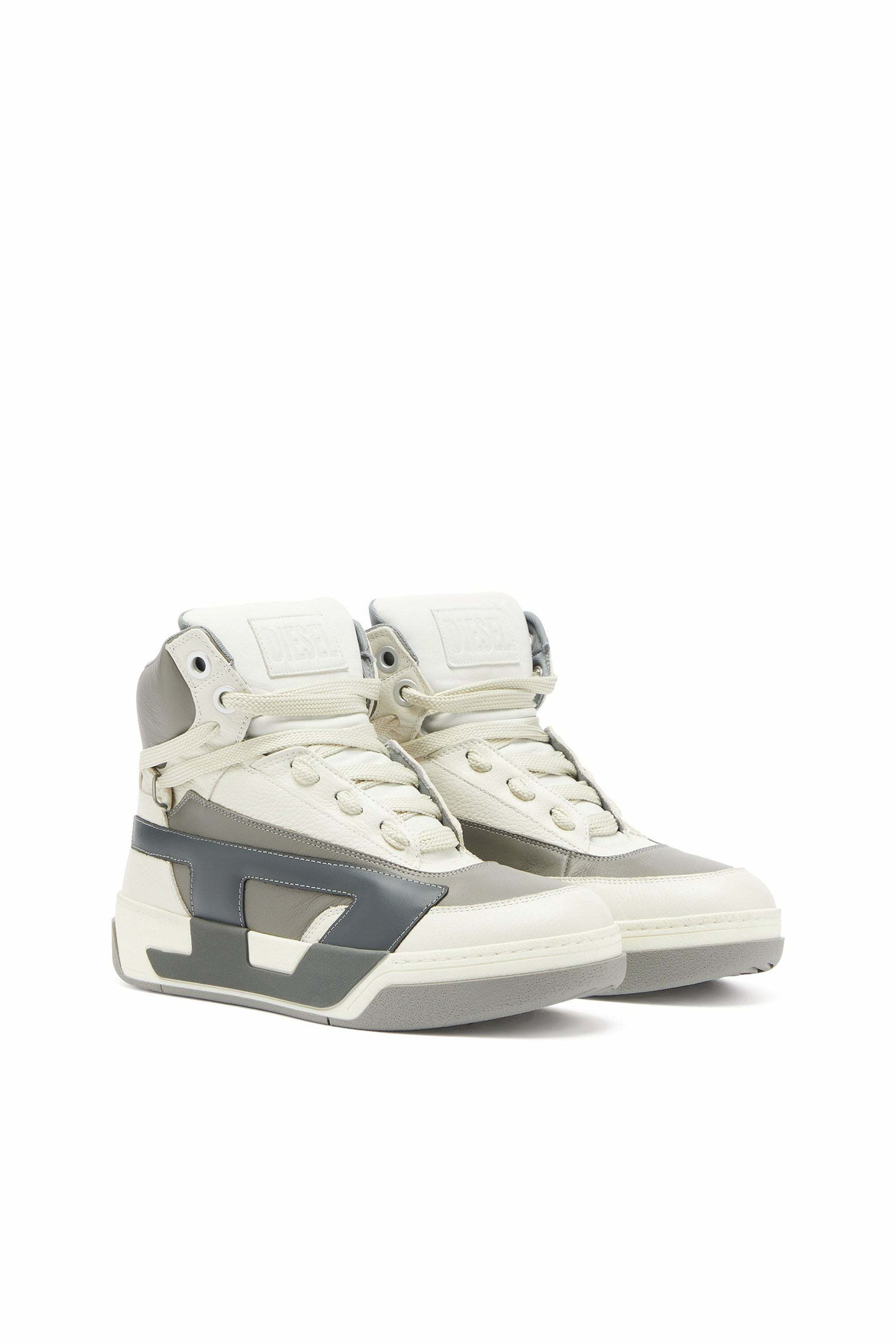Diesel S-D-Ollie - High-top leather sneakers with D logo - Sneakers Mens in White