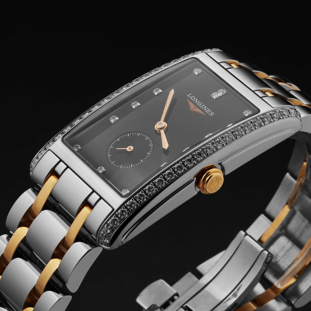 Longines DolceVita Quartz Diamond Black Dial Unisex Watch L5.755.5.59.7
