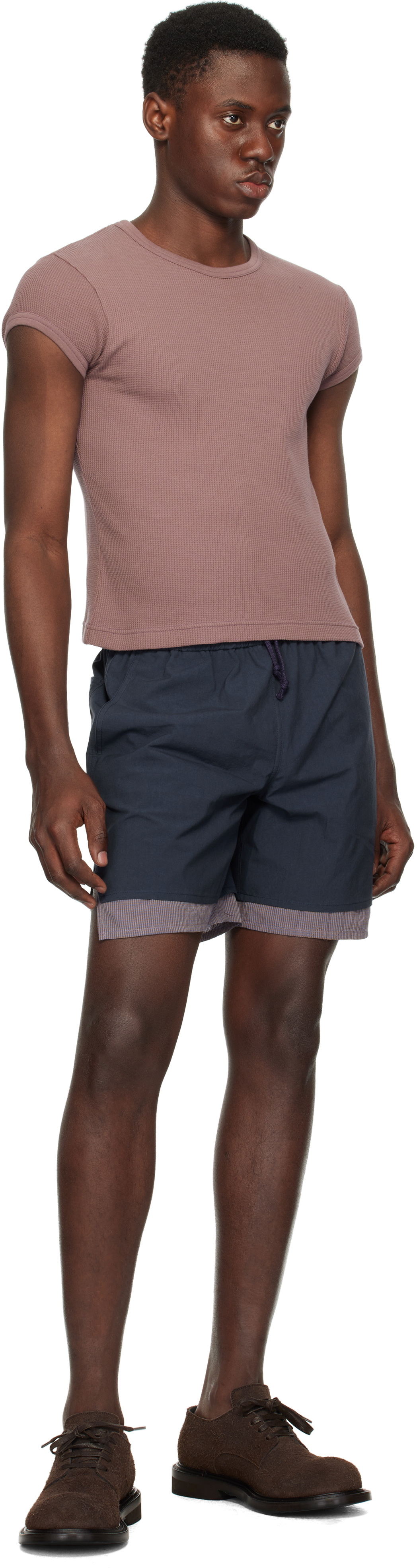 Small Talk Studio Navy Boxer Lining Drawstring Shorts