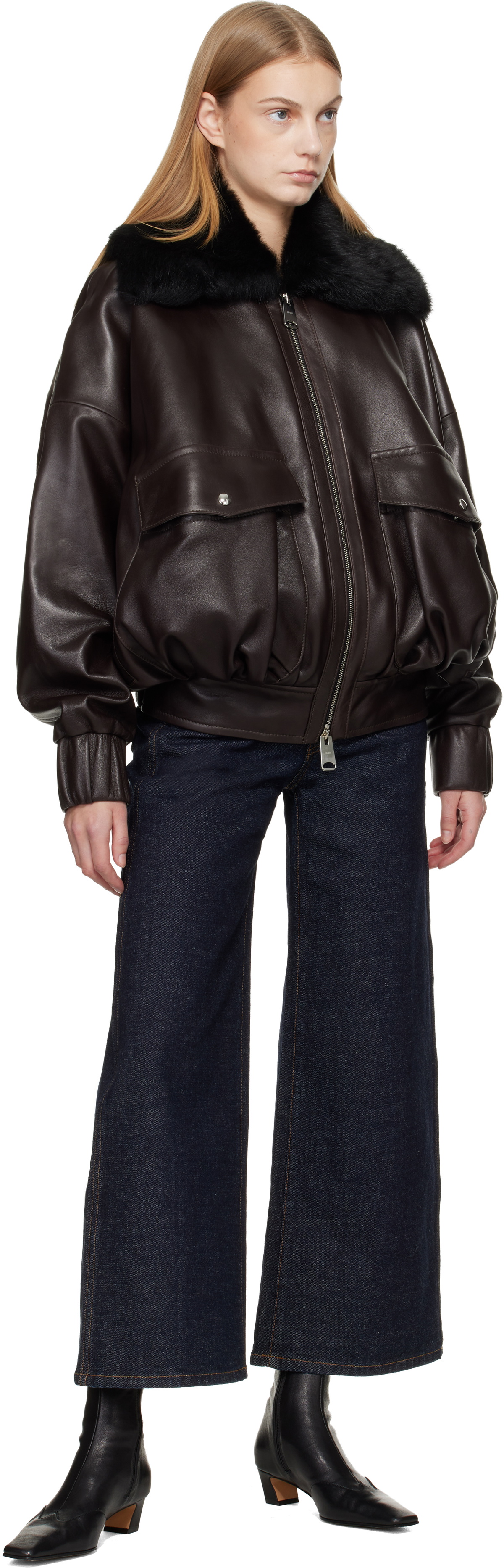 KHAITE Brown Daemon Leather Jacket