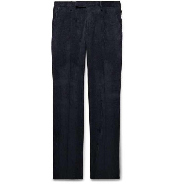 Photo: Paul Smith - Midnight-Blue Soho Slim-Fit Cotton and Cashmere-Blend Corduroy Suit Trousers - Blue