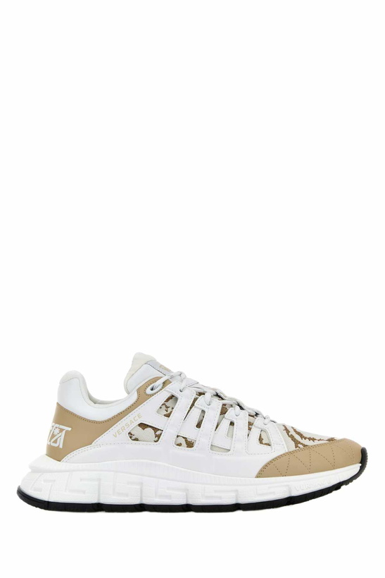 Photo: Versace White Trigreca Barocco Sneakers