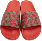 Gucci Red & Beige Tiger Slides