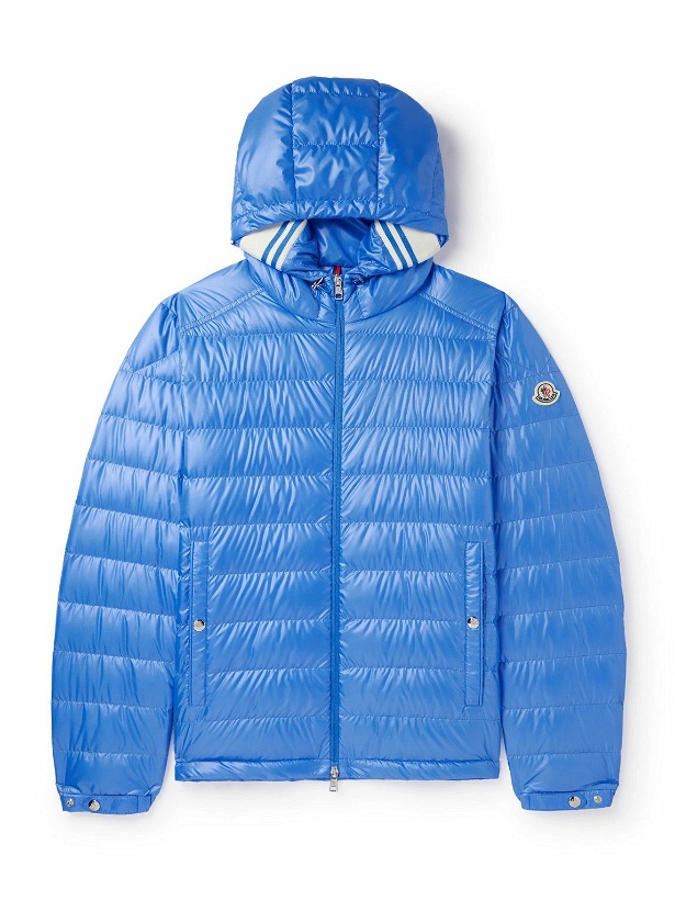 Photo: Moncler - Logo-Appliquéd Quilted Shell Hooded Down Jacket - Blue