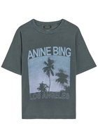 Anine Bing Palms Printed Cotton T-shirt Grey