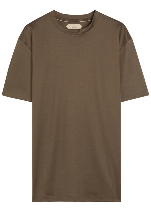 Photo: Aurélien Satin-jersey T-shirt Taupe