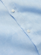 MP Massimo Piombo - Grandad-Collar Linen Shirt - Blue