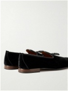 TOM FORD - Bailey Tasselled Leather-Trimmed Velvet Loafers - Black