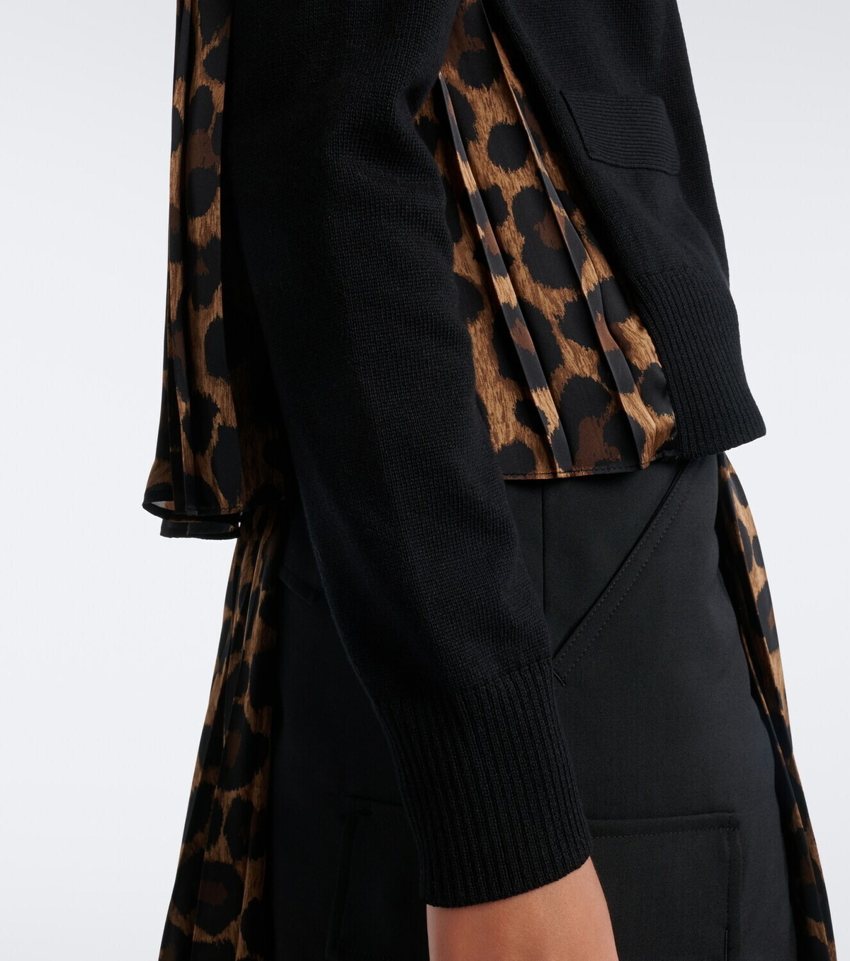 Sacai Paneled leopard-print cotton-blend cardigan