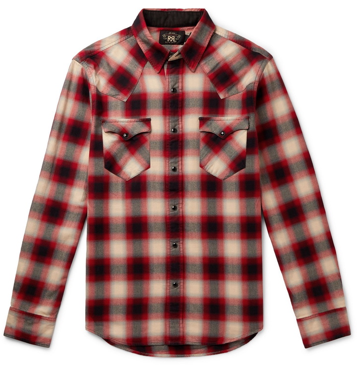 Photo: RRL - Checked Cotton-Flannel Shirt - Red